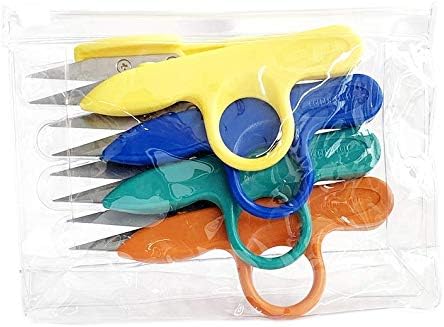 Golden Eagle Right/Left Craft Sewing Pruning Thread Scissors in Soft Vinyl Pouch 4pcs a Pack (4pcs Green)...