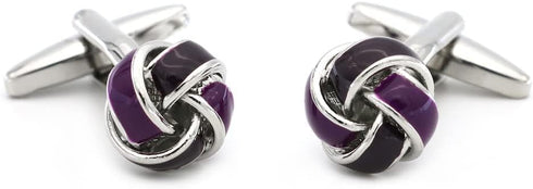 Black Purple Twist Knot Cufflinks for Men French Tuxedo Shirt In Gift Box Metal Wedding Business Shirt Cufflinks Anniversary Present...