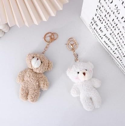 1Pc Brown Bear Pink Heart Keychain,Keychain Soft Cotton Key Chain DIY Keychain,Crafts Stuffed Animals,Bear Keychain, Car Accessories,Stuffed Anima...