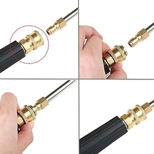 High Pressure Washer Extension Wand, 90° Curved Rod, Undercarriage and Gutter Cleaner Attachment, 34cm Stainless Steel Angled Extension Lance, 1/4...