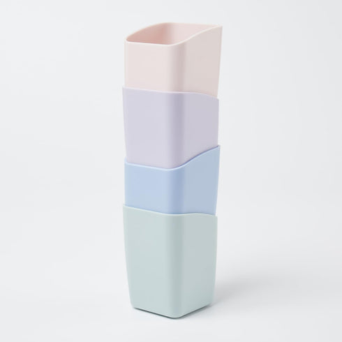 Y YOMA 1 Pack Pen Holder for Desk Cute Plastic Pencil Cup Pen Container Square Organizer Modern Aesthetic Design Desktop Storage Solution for Pens...
