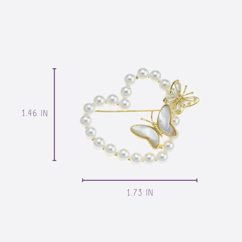 Brooches and Pins with Pearl and Crystal, Fashion Elegant Lapel Pin Jewelry Gifts for Women, Fashionable Accessories (White Heart)...