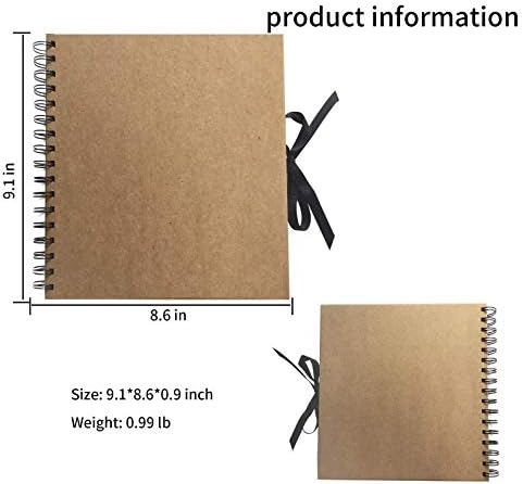 DIY Scrapbook Photo Album Kraft Paper Cover with Adhesive Pellets for Anniversary Wedding Travelling (No lettering on the cover)...