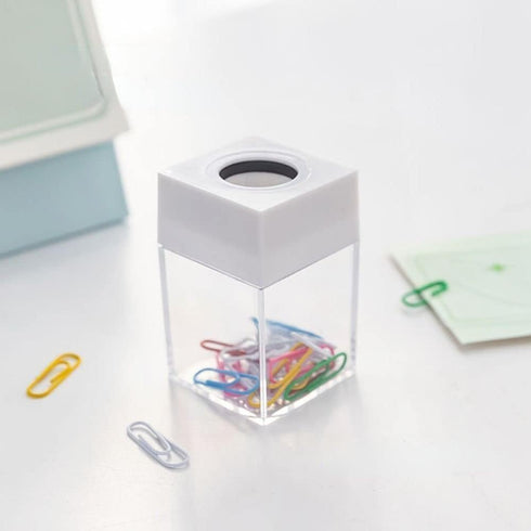 Pink Paper Cilp Dispenser Holder Clear Acrylic Paper Clip Organizers with Magnetic Top Paper Clip Holders for Desk Cute Office Binder Clip, Paper ...