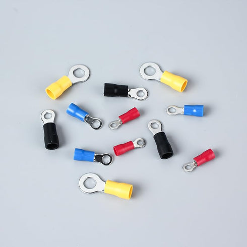 100PCS Insulated Ring Terminal Connectors for 22-16 Gauge AWG Wire, Crimp Terminals Electrical Connectors Spade Terminals for Car Boat Marine Audi...