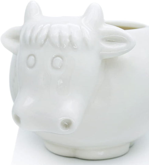 GeLive White Cow Ceramic Succulent Planter Tabletop Animal Plant Pot with Drainage Tray Indoor Cow Stuff Pen Pencil Brush Holder Desk Organizer De...