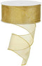 Sheer Organza Ribbon Wired. Color-Gold. 2 1/2'' x 50 Yard (Gold)...
