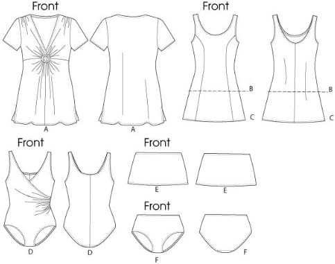 Butterick Patterns B5795 Women's Cover-Up Top Sewing Pattern, Swimdress, Swimsuit, Skirt and Briefs, Size RR (18W-20W-22W-24W)...