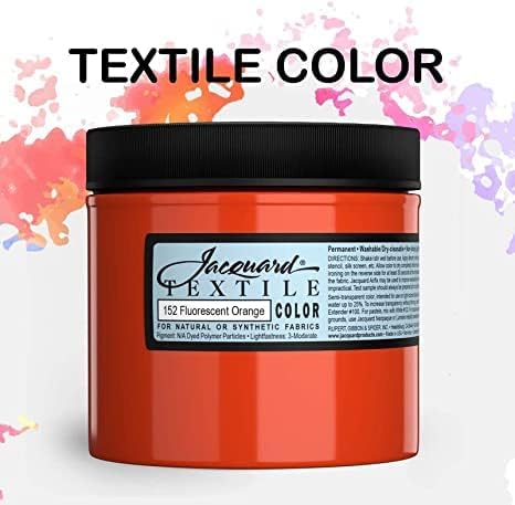 Jacquard Fabric Paint for Clothes - 8 Oz Textile Color - Orange - Leaves Fabric Soft -Permanent and Colorfast- Professional Quality Paints Made in...