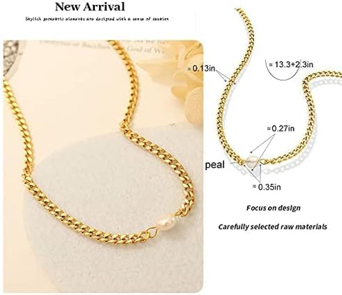 Gold Pearl Choker Necklace for Women Small Pearl Bead Necklace Wedding 14K Gold Plated Jewelry...