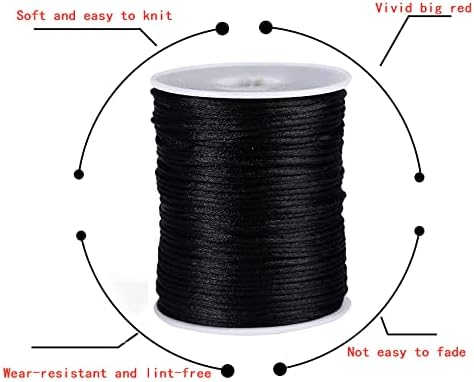 109 Yards Nylon Cord Beading Satin String for Chinese Knotting Rattail Beading Macrame Friendship Bracelet Jewelry Making (Black, 1.5MM)...