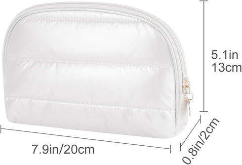 Semicircular Makeup Bag, Waterproof Cosmetic Case, Down Makeup Pouch, Travel Toiletry Organizer, Makeup Storage Purses for Women, Cute Storage Han...
