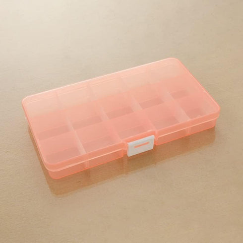 OriGlam Plastic Storage Case Container with Adjustable Dividers, Small Clear Plastic Bead Storage Box with 15 Grids for Jewelry Craft Beads Bolts ...