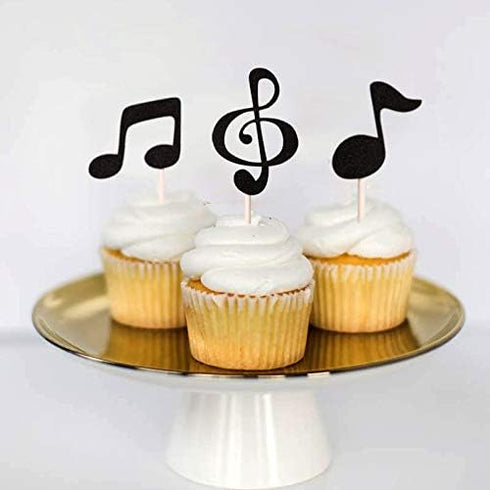 36 Pcs Music Notes Cupcake Toppers for Music Themed Party Decorations Glitter Musical Symbols Cupcake Picks for Baby Shower Birthday Party Supplie...