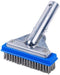 5" Pool Brush with 5" Aluminum Back and Handle- Stainless Steel Bristles - Blue Brush Body...