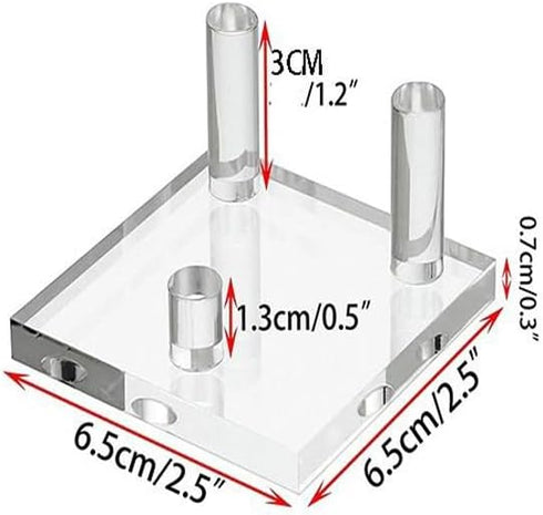 4PCS Rock Display Stand,Mini Acrylic Easel Stands Three-Peg Square Acrylic Display Stands Small Collectibles Easel for Crystal ,Rocks, Minerals Sl...
