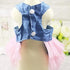 Dog Clothes Small Dogs Harness Leash Yorkie Dresses for Girl Pink Blue Outfits Cute Dog Dress XS...