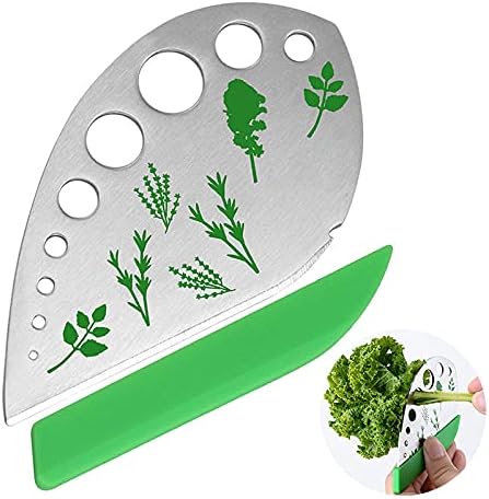Herb Stripper, Jiaedge Green 9 holes Stainless Steel Kitchen Herbs Leaf Stripping Tool, Metal Herb Peeler for Kale, Collard Greens, Thyme, Basil, ...