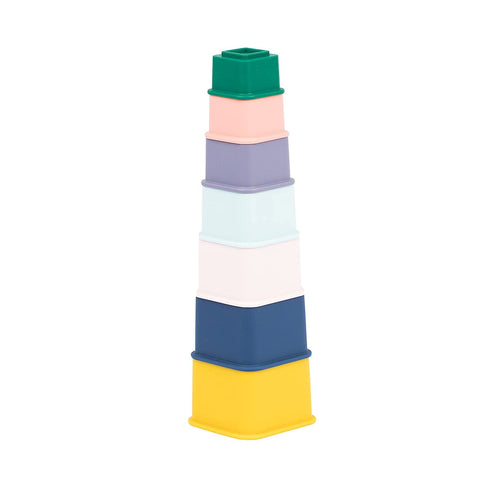BELLA TUNNO Happy Stacks - Baby Stacking Cups, Montessori Silicone Baby Toys for Playtime and Development, Fun Educational Toys for Gross Motor Sk...
