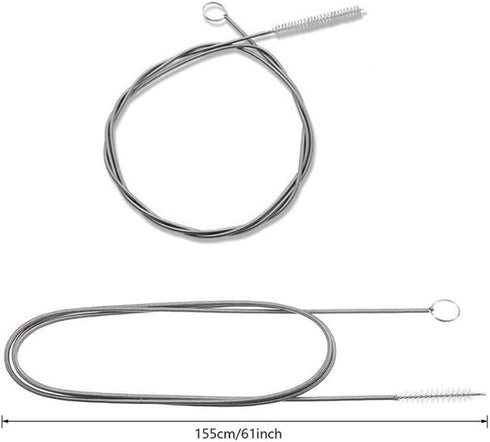 60 Inch Extra Long Flexible Tube Pipe Cleaner Brush Fridge Cleaning Tool, Stainless Steel Drain Tube Cleaning Brushes for Sink Refrigerator Kitche...
