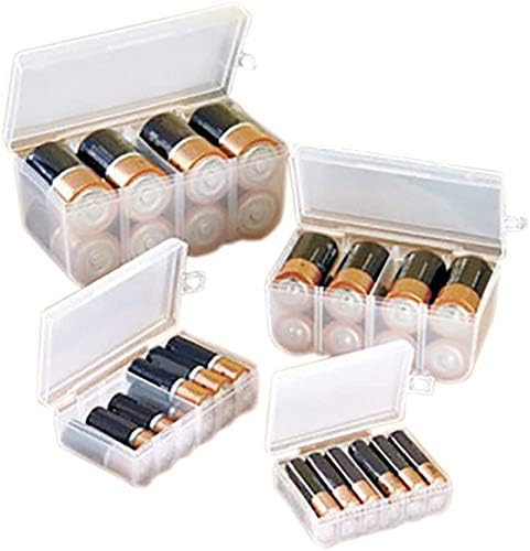Lock & Store 4 Battery Storage Containers Organizers Set Store Plastic Case Box AA AAA C D...