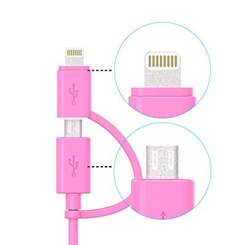Apple MFi Certified 2 in 1 iPhone Charger Lightning Cable and Micro USB to USB Charger Cord, Compatible iPhone X, 8, 8 Plus,7 Plus, Android Data C...