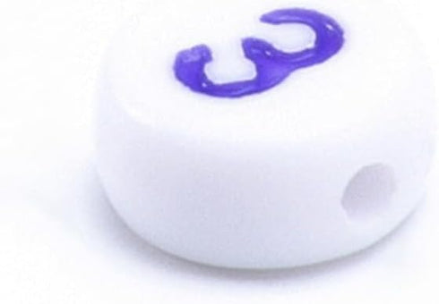 300pcs White Acrylic Number Beads 7x4mm Mixed Number Beads Acrylic Plastic Round Shape Loose Beads (White & Color)...