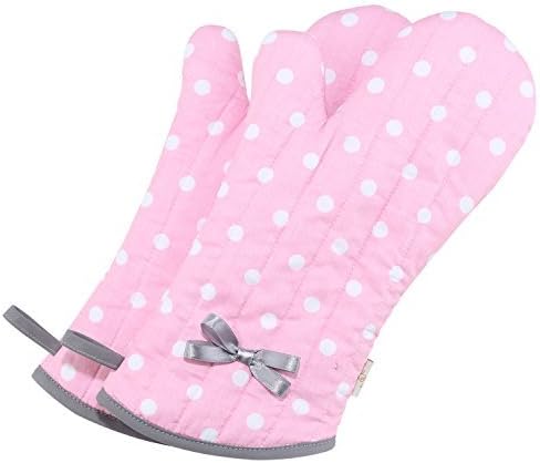 NEOVIVA Kitchen Oven Mitts for Adults, Heat Resistant Cotton Oven Gloves Set of 2 for Cooking Baking, Kitchen Gloves for Farmhouse Restaurant, Pol...