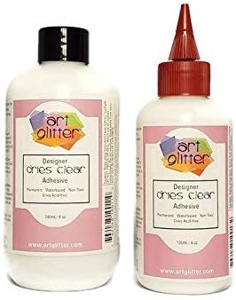 Art Glitter Designer Dries Clear Adhesive 8 oz Refill & 4 oz with Applicator Tip, Multicolor...