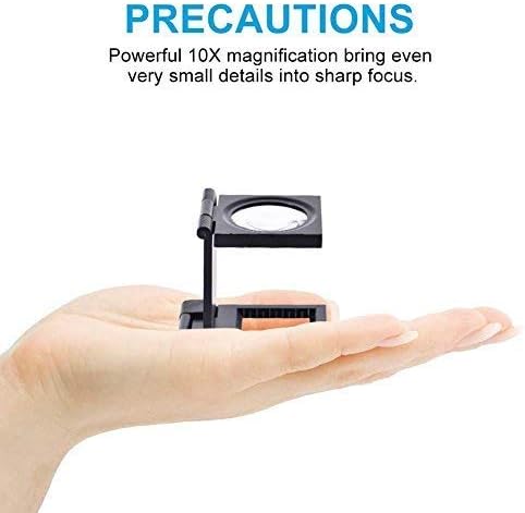 10 x 28mm Mini Three-Folding 10X Magnifier Portable Zinc Alloy Magnifier with Scale for Textile Optical Jewelry Tool...