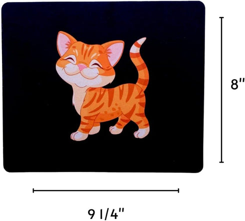 Happy Orange Cat Design Mouse Pad – Elevate Your Workspace! 9.25" x 8" Neoprene Mousepad...