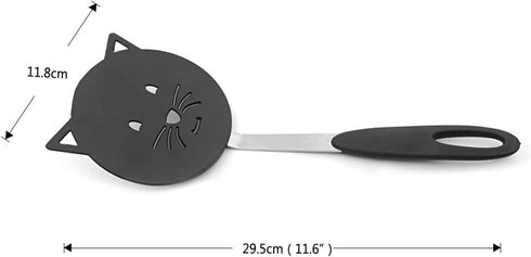 Nylon Turner Cute Cat Shape Small Heat Resistant Wok Spatula for non stick cookware with stainless steel bracket for cooking, fish, eggs, pancakes...