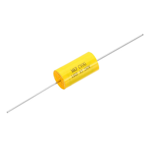 PATIKIL 1uF 250 V CBB20 Capacitor, 1 Pcs Axial Audio Speaker Crossover Step-Less Film Capacitor MKP Capacitor for Audio Equipment Appliances, Yell...