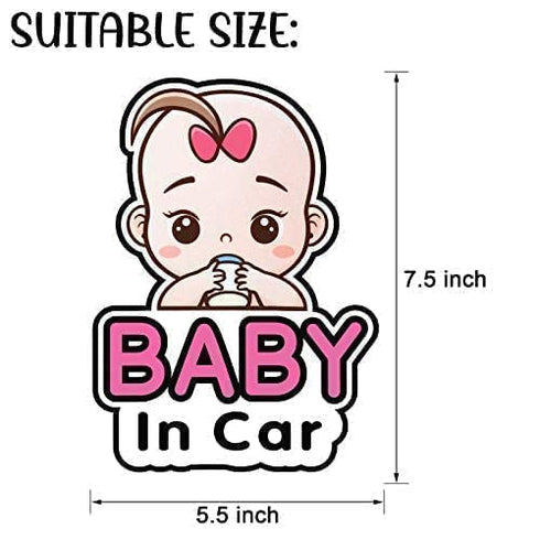 2 Pcs Baby in Car Stickers Sign and Decal for Girl Baby Car Removable Safety Notice on Board Stickers (Girl Style)...