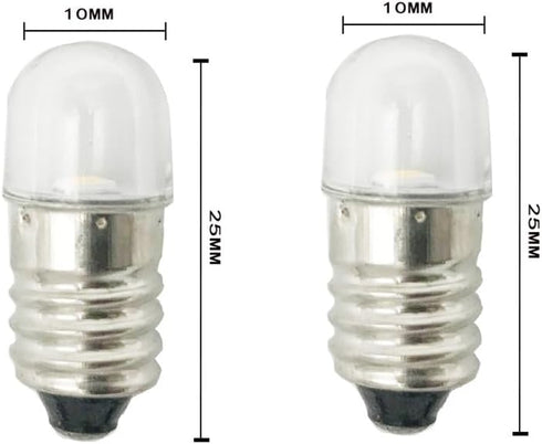 10pcs E10 LED Bulbs 12V Cool White E10 Miniature Screw LED Lamps 0.5Watts 65Lm 12 Volt Miniature Flashlight Bulbs...