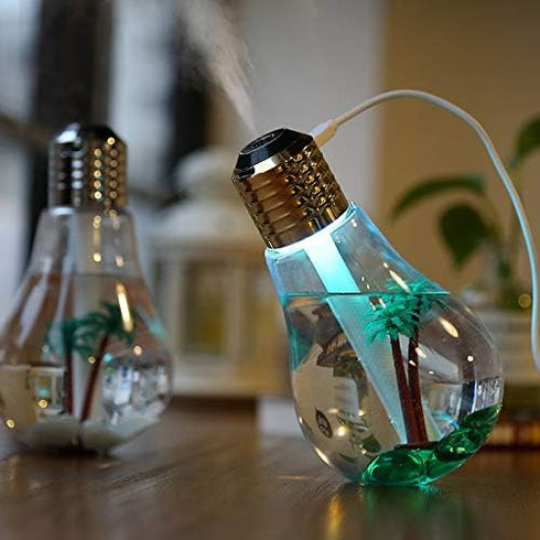 Bulb Humidifier 400 Ml 7 Colors USB Portable Spray Air Humidifier Suitable for Baby Bedroom Office Car (Silver)...