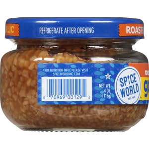 Spice World Roasted Minced Garlic – 4oz Garlic Container – Ready-to-Use Seasonings for Cooking, Reduce Prep Work and Easily Add Flavor...