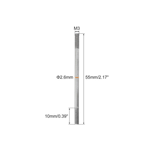 MECCANIXITY 304 Stainless Steel Push Rod Connector Double End Threaded Rod for DIY RC Car, Boat, Car, Airplane, Helicopter Model&DIY Material, M3x...