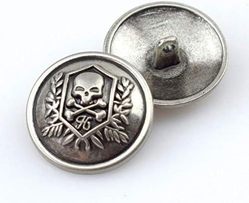 12Pcs Metal Buttons Domineering Skull Buttons Casual Suit Windbreaker Casual 25mm Button (Antique Silver)...