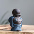 Kingzhuo Ceramic Tiny Cute Buddha Statue Monk Figurine Creative Baby Crafts Dolls Ornaments Gift Classic Delicate Ceramic Arts and Crafts Tea Acce...