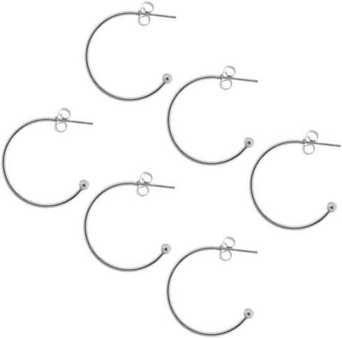 Supvox 6pcs Earring Findings Beading Hoop Earring Finding Metal Hoop Earrings C-Shaped Eardrops Beads DIY Jewelry Making Supplies Materials - Silv...
