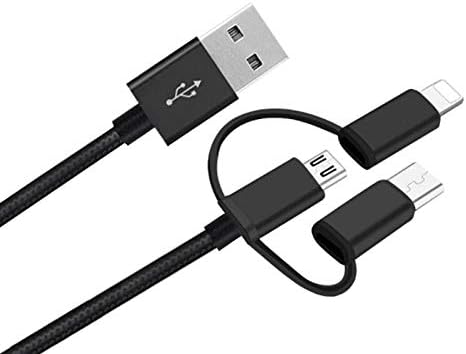 BoxWave Cable Compatible with Motorola Moto G6 Play - AllCharge 3-in-1 Cable for Motorola Moto G6 Play - Jet Black...