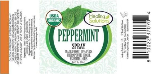 Healing Solutions Organic Peppermint Spray - Certified USDA Organic - Water Infused with Peppermint Essential Oil - 2 Ounce Bottle - Aromatherapy ...