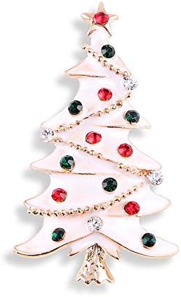 5 Pcs Multicolor Christmas Tree Brooch Set Crystal Rhinestone Xmas Brooches Pin Tiered Leaf Scarf Scarves Shawl Clip Holiday Jewelry Wedding Party...