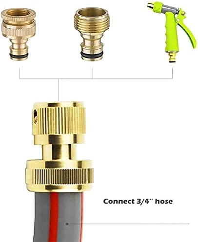 Joywayus 3/4" ID Hose Solid Brass Fitting Closed Flow Garden Tools Quick Repair Damaged Leaky Adapter Garden Water Irrigation Quick Connector (Pac...