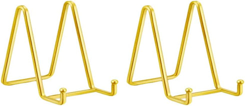 2 Pack Plate Stands for Display - 4.5 Inch Metal Square Wire Plate Holder Display Stand Picture Frame Stand Holder Easel for Book, Decorative Plat...