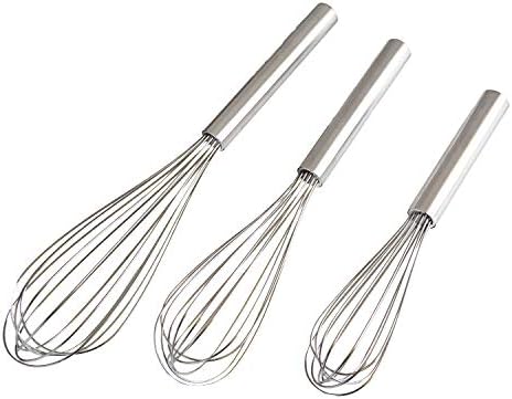 Stainless Steel Whisks with 3 Packs 8"+10"+12" Kitchen Whisk Set Kitchen Whip Kitchen Utensils Wire Whisk Balloon Whisk Set for Blending Whisking ...