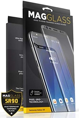 Samsung Galaxy S9 Tempered Glass Screen Protector, Curved MagGlass (SR90 Scratchproof/Shatterproof) Full Lens & Sensor Coverage Screen Guard (Incl...