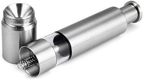 Salt and Pepper Grinder Set of 2,Stainless Steel Push Button Grinder Modern Design Thumb Grinder, for Black Pepper, Sea Salt and Himalayan Salt, S...