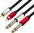 2 x 6.35 mm to 2RCA Cable,Dual 1/4 inch TS Stereo Jack Male to 2 RCA Male Stereo Audio Cable Splitter Adapter (12ft/4m, Black)...